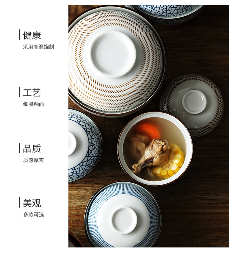 Dishes suit combination with Japanese irregular blue stripe ceramic tableware Dishes ceramic bowl Dishes for dinner