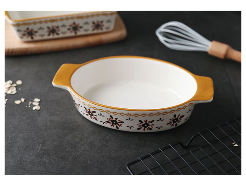 Ears rectangle plate ceramic baking oven with cheese baked FanPan with American baking utensils creative dish