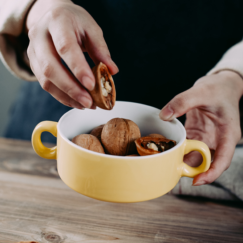 Contracted ceramic ears breakfast cereal bowl dessert bowl of soup bowl of porridge bowl of steaming roast home steamed egg bowl bowl of stew dessert bowl