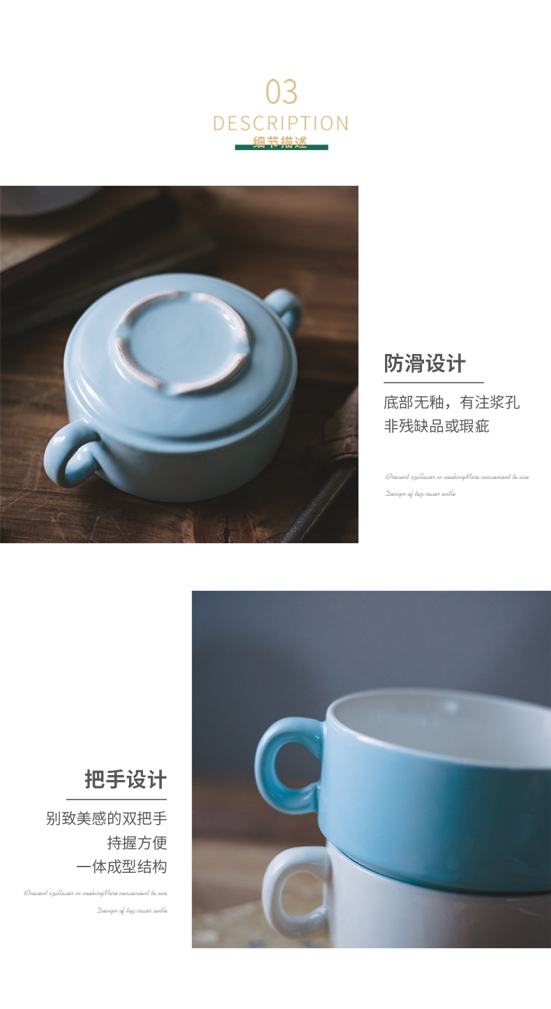 Contracted ceramic ears breakfast cereal bowl dessert bowl of soup bowl of porridge bowl of steaming roast home steamed egg bowl bowl of stew dessert bowl