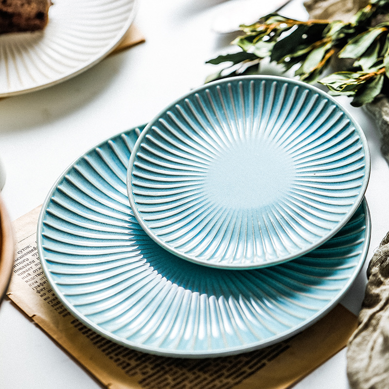 Creative ceramic tableware plate beefsteak bundt cake of plate of fruit to use up all the light stripe plate