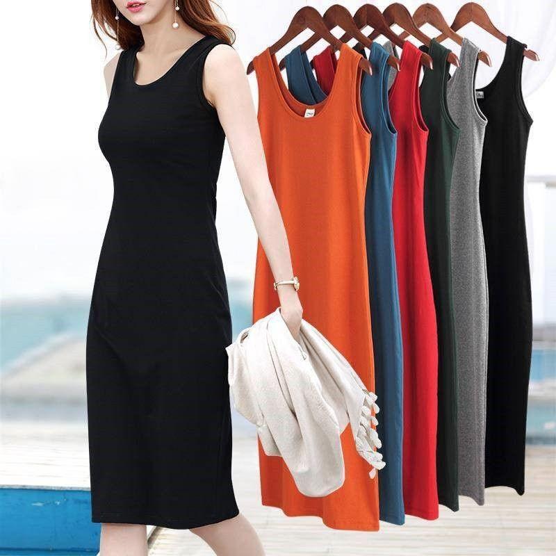Hanging skirt long - plate sling dress plus female dress 2020 spring - summer dress pure mom dress