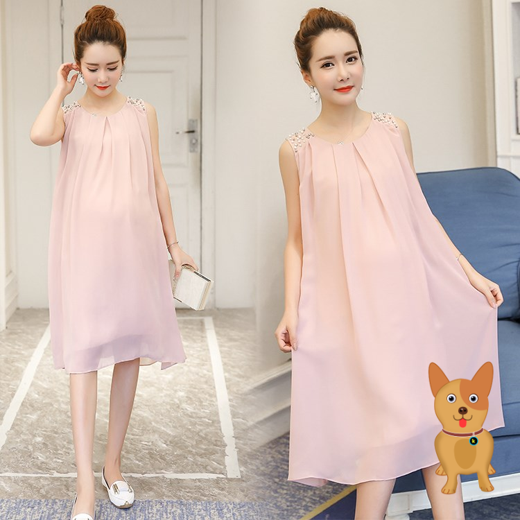 Pregnancy Woman Dress Summer Dress 2018 New Fashion Boomer Pregnancy Wear Loose Snow Spinning Sleeveless Jacket for long version of the dress