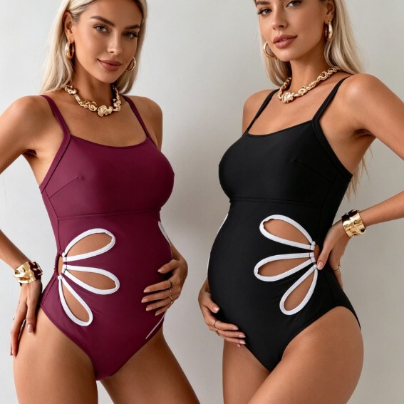 Maternity Swimsuit That Doesn'T Squeeze the Belly, One-Piece Swimsuit for Women, Conservative Belly-Covering Maternity Swimwear, Beach Vacation Swimsuit