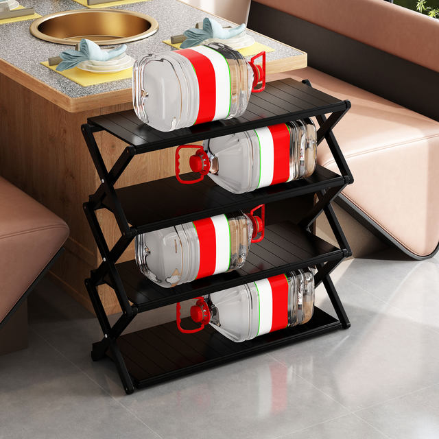 Vegetable Rack for Hot Pot Restaurants, Kitchen Shelf for Placing Dishes, Commercial Restaurant Vegetable Display Rack, Solid Wood Multi-Layer Storage Shelf