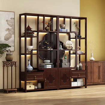 New Chinese-Style Display Shelf, Multi-Purpose Cabinet for Tea and Teacups, Storage Rack for Tea Room Decorations, Tobacco and Alcohol Rack, Multi-Purpose Cabinet