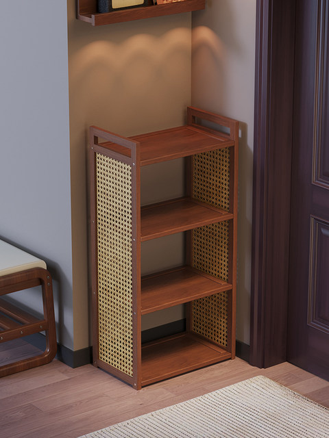 Retro-Style Bookshelf Floor-Standing Storage Rack Multi-Layer Storage Rack Living Room Bedroom Storage Rack Designer Style Modern and Simple