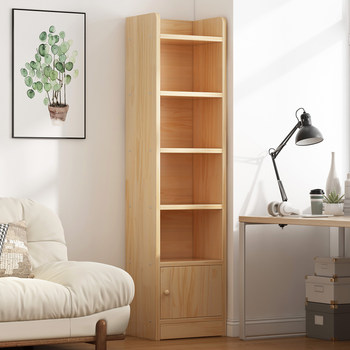 Integrated Single Bookcase Combination, Solid Wood Storage Cabinet, Children's Library Display Cabinet, Floor-Standing Display Cabinet, Narrow Cabinet