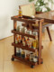 Bamboo Multi-Layer Mobile Storage Rack Living Room Desktop Storage Rack with Wheels Tea-Colored Simple Vertical Trolley