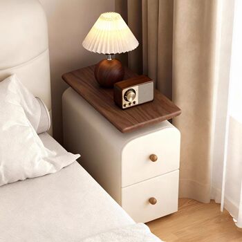 Simple Modern Bedside Table Drawer-Type Storage Cabinet Walnut Color Bedroom Storage Cabinet Storage Rack Bedside Storage Cabinet