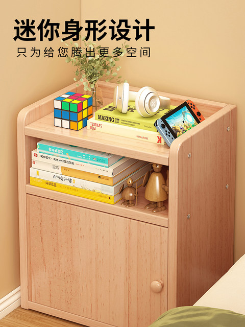 Solid Wood Bedside Table Integrated Home Display Cabinet Glass Storage Cabinet Acrylic Display Cabinet Corner Bookshelf Bedroom