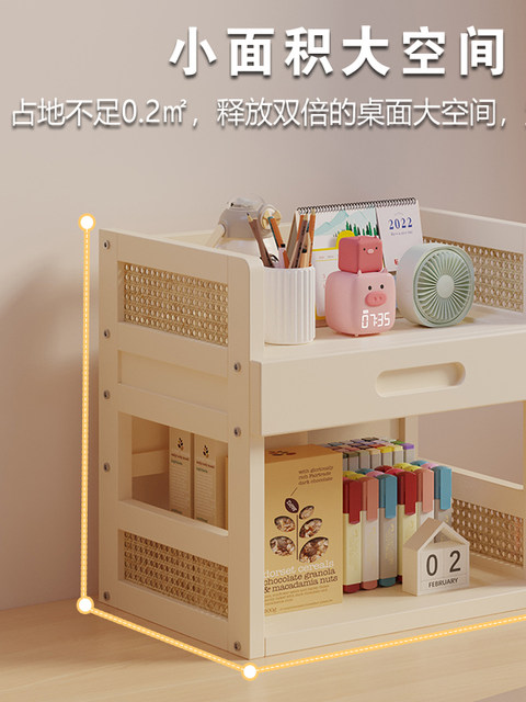 Desktop Small Bookshelf Storage Rack for Office Desk Organization, Living Room Dining Table Top Multi-Layered Placement, Simple Design