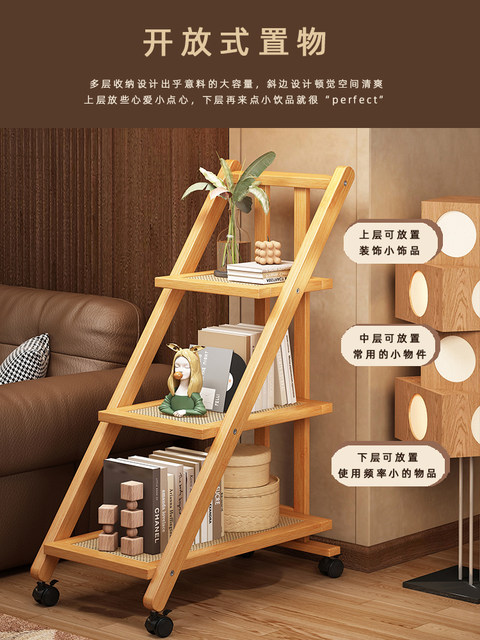 Side Table, Movable Coffee Table, Sofa Side Table, Bedside Table, Home Corner Table, Living Room Floor-Standing Small Trolley, Storage Rack