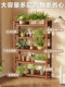 Solid Wood Multi-Layer Flower Stand, Balcony Floor-Standing Plant Stand, Living Room Indoor Green Plant Stand, Simple Household Flower Pot Storage Rack
