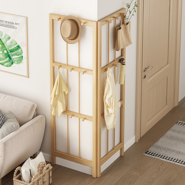 Solid Wood Coat Rack, Floor-Standing Wall-Mounted Clothes Storage Solution, Corner Hanger for Bedroom and Living Room, 2026 New Hot-Selling Model