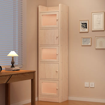 Solid Wood Bookshelf Integrated Floor-Standing Storage Rack Economical Storage Rack Home Simple Student Bookcase Standing Cabinet