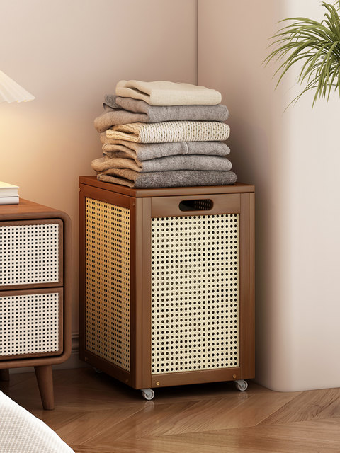 Vintage-Style High-Appearance Dirty Laundry Basket with Wheels, Multifunctional Large-Capacity Household Storage Basket, Toy Storage Bin