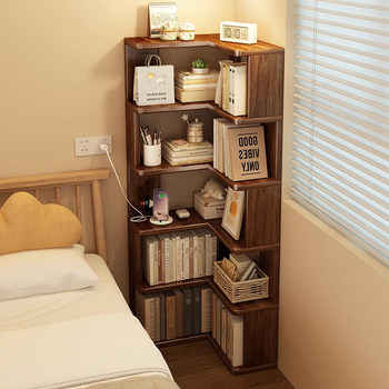 Corner Bookshelf, Floor-Standing Integrated Storage Rack, Non-Solid Wood Narrow Gap Cabinet, Children's Home Storage Rack, Living Room Simple Bookcase