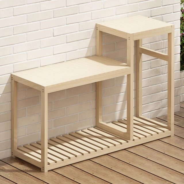 All-Solid Wood Integrated Flower Stand Floor-Standing Ornament Rack Living Room Small Fish Tank Stand Indoor Flower Stand Hanging Orchid Pot Stand