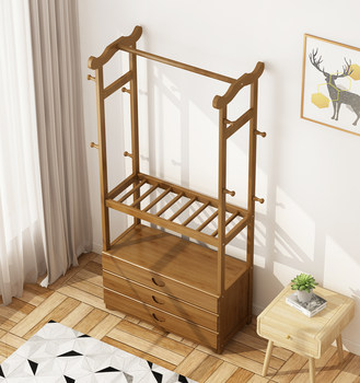 2026 New Model Simple Coat Rack Home Clothes Rack Bedroom Floor-Standing Clothes Hanger Clothes Rack Storage Rack Bamboo