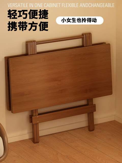 Folding Table for Home Use, Small Apartment, Solid Wood, No Assembly Needed, Simple Dining Table, Outdoor Stall Portable Dining Table, 2026 Hot Model