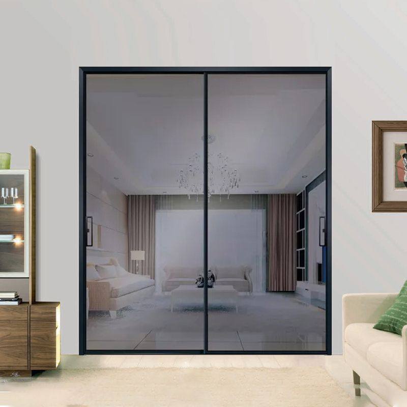 Extremely Narrow Kitchen Sliding Door, Extremely Narrow Frame, Oil-Sand Titanium-Magnesium Alloy Tempered Glass Door, Balcony Three-Four-Way Linkage, Living Room