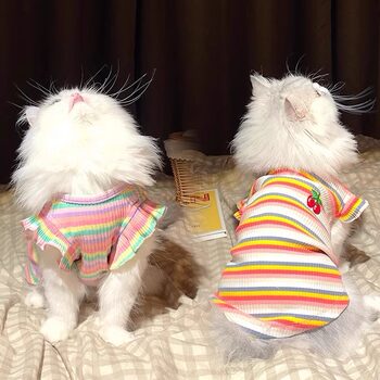 Cat clothes summer cherry flying sleeve vest breathable