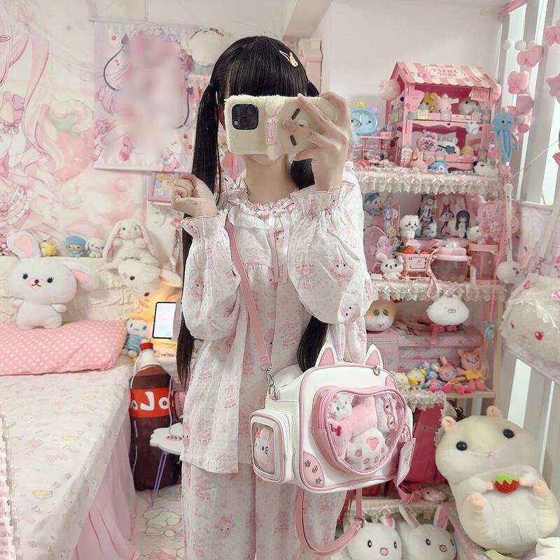 Cartoon Melody Long-Sleeved Pajamas for Girls 2026 New Autumn Sweet Style Doll Collar Lace Home Wear Set