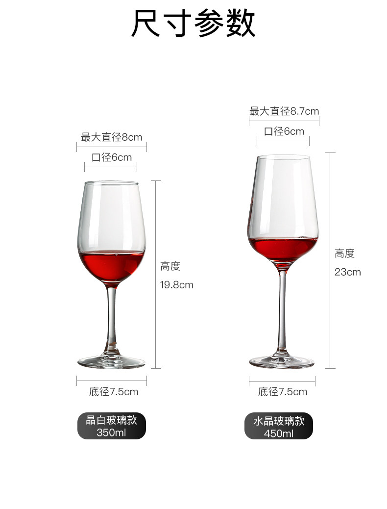天猫超市 水晶红酒高脚杯 6只装 图10