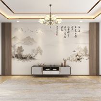 New Chinese TV Background Wall Cloth 2024 New Wallpaper Landscape Living-room Sofa Bedroom Wall Cloth Fresco