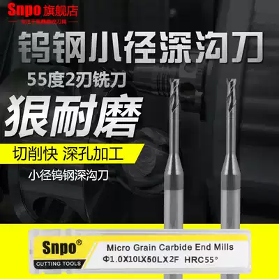 SNPO Tungsten steel alloy Small diameter deep groove long neck milling cutter Extended edge Long neck deep groove End milling Cutter Tungsten steel two-edge milling cutter