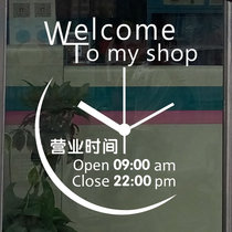 Customized business hours glass door stickers Creative beauty and nail clothing snack tea shop window decorative posters