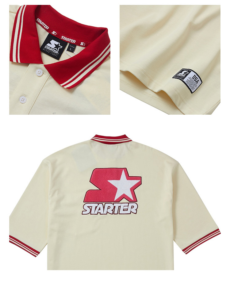 STARTER mùa hè mới màu áo liền thân màu áo thun Áo phông xu hướng thể thao giản dị áo sơ mi POLO retro trung tính - Áo polo thể thao áo polo thể thao