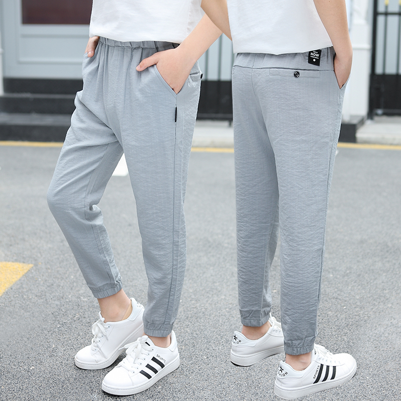 Chàng trai quần chống muỗi trong không khí của trẻ em lớn mùa hè váy sweatpants boy triều chín điểm quần mùa hè mỏng trẻ em quần.