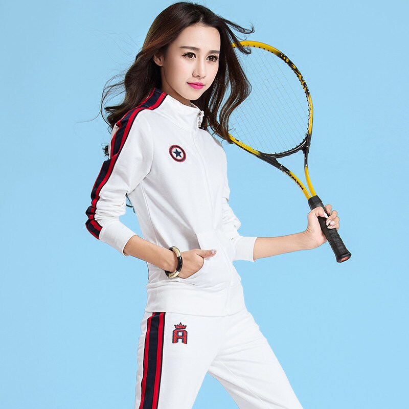 Brand Women Sportswear Three Leaf Grass Suit Pure Cotton Spring Autumn Season Pure Cotton Casual Blouse Jacket Long Sleeve Casual Running Breathable