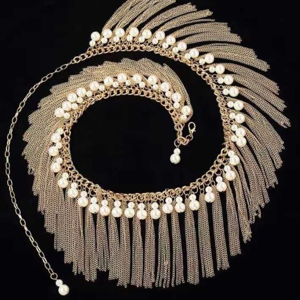 New flow of pearl gold belly dance bracelet beginner sailor dance chain