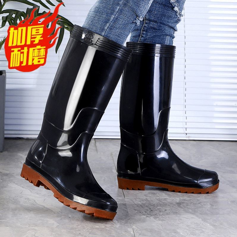 Thick Bottom Men's Rain Shoes Fashion Non-slip Rain Boots Male High Cylinder Short Barrel Laps Fishing Waterproof Shoes Men's Water Boots Rubber Shoes