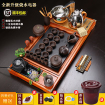 Tea set Ceramic set Household tea tray Kung Fu tea Solid wood tea table Automatic office tea tray Purple Sand teapot