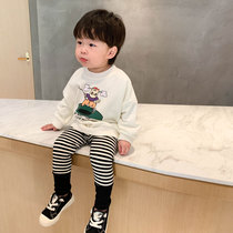 Baby Pants 2022 Spring Dress New Tight Pants Children Long Pants Outside Wearing Pure Cotton Male And Female Baby Streaks Underpants