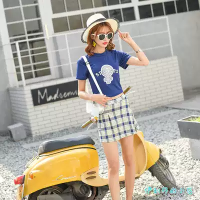 Swimsuit schoolgirl thin two-piece skirt exposed boxer briefs chest pad gathered sexy conservative swimsuit hot spring small fresh