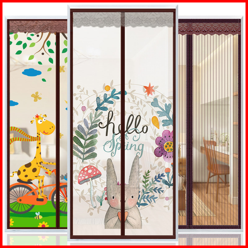 Curtain kindergarten spring and summer anti-mosquito cute cartoon baby room magnet without punching wear resistant magic sticker sand curtain