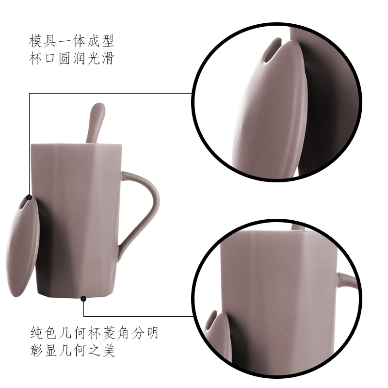 Creative move tide water couples with a pair of ceramic keller cup with cover teaspoons of men and women home coffee cup