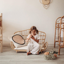 Ancient fish ins children's rattan sofa double chair Nordic creative children's room small sofa living room bedroom baby chair