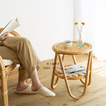 Ancient small fish ins rattan woven small tea table mini magazine a few homestay living room creative real rattan corner a few small round tables