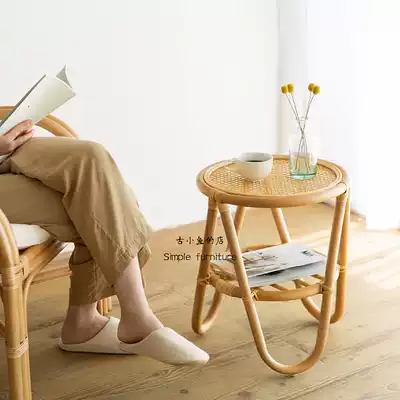 Gu Xiaoyu ins rattan small coffee table, mini magazine, a few bed and breakfast living rooms, creative rattan corners, a few sides, a few small round tables