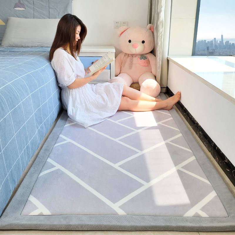 Thickened bedside blanket Children anti-fall cushion rectangular tatami ground mat Bedroom blankets cushion ground full of folds