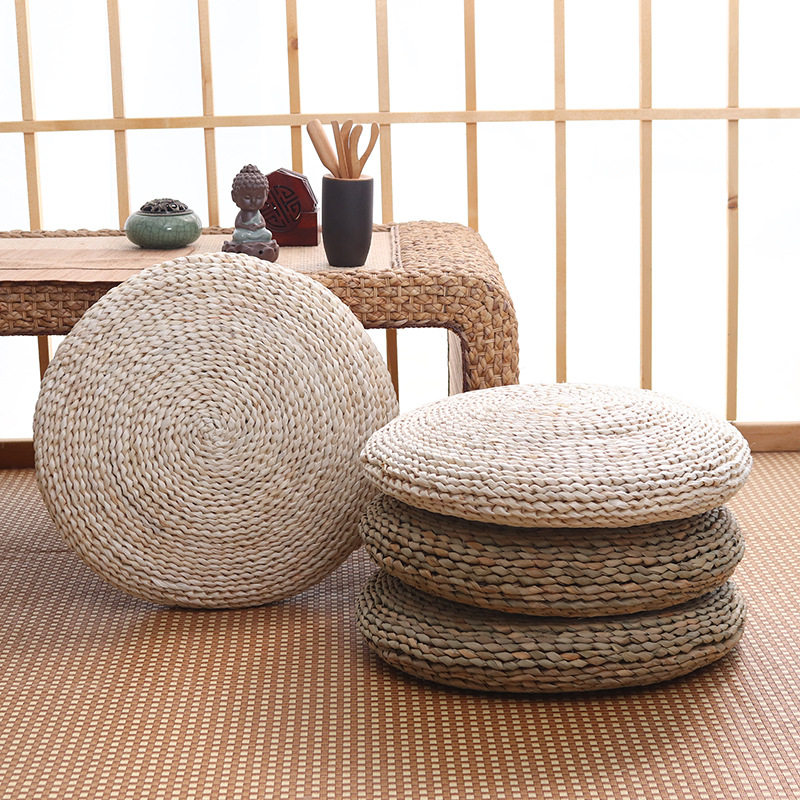 Day Style Round Bushel Cushion tatami mats kneeling cushions Home Sitting Meditation Meditation Mat Grass Knitted Mat Floor Sit Mound