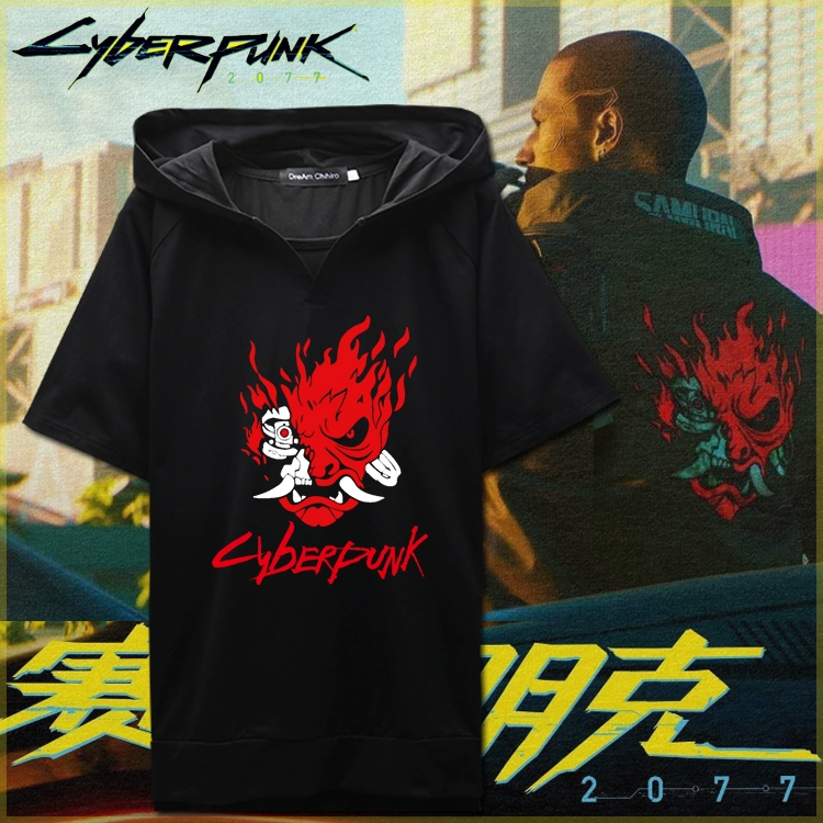 Cyberpunk 2077 quần áo Áo phông trò chơi ngoại vi Áo len có mũ trùm đầu ngắn tay Cyberpunk anime jacket CDPR - Game Nhân vật liên quan