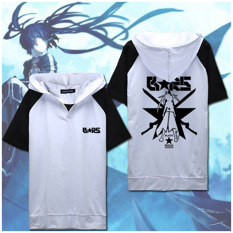 Black rock shooter jacket two-dimensional peripheral clothes white rock shooter concept hooded short-sleeved clothes anime sweater