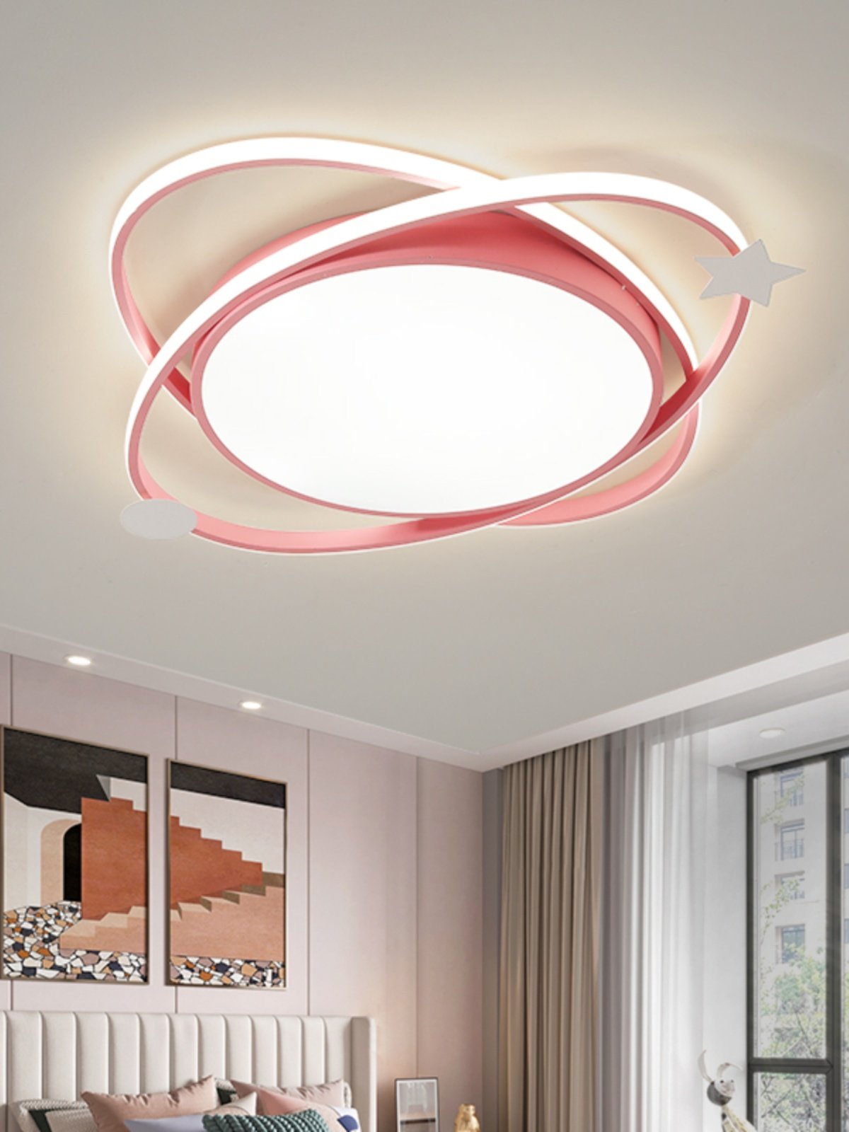 Scandinavian Kidsren's Room Led Ceiling Lamp Master Bedroom Boys and Girls Smart Creative Stylish Eye Protection Planet Lighting